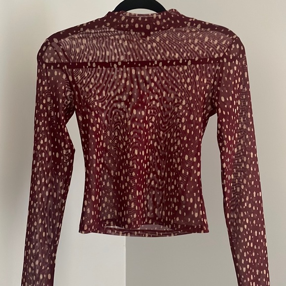 Maroon polkadot see-through long-sleeve from Forever21 hardly ever worn. - Picture 1 of 2